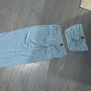 two piece blue skirt set